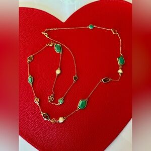 Stella & Dot Gold and Green Pippa Necklace